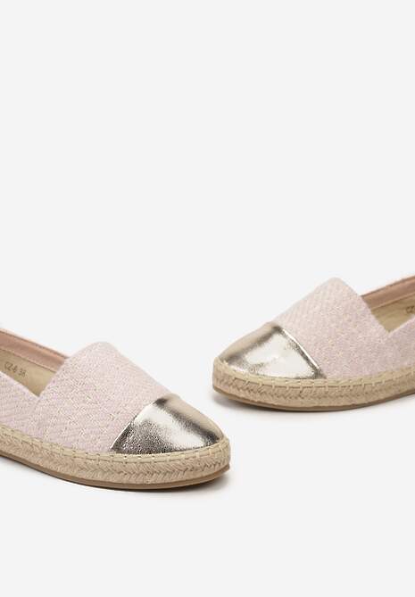 Różowe Espadryle z Tweedowego Materiału z Plecionką na Podeszwie Hexiria