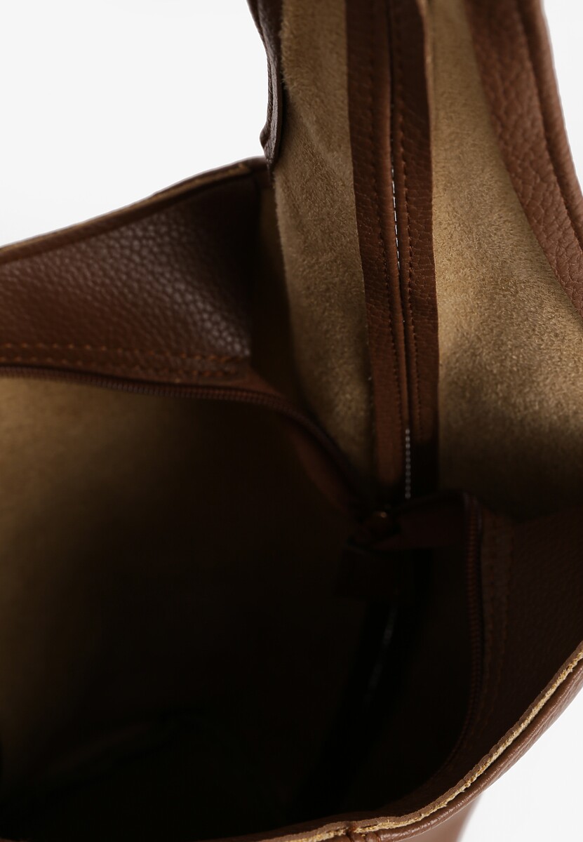 Brązowa Klasyczna Torebka Hobo z Kosmetyczką i Paskiem Crossbody Fesulea