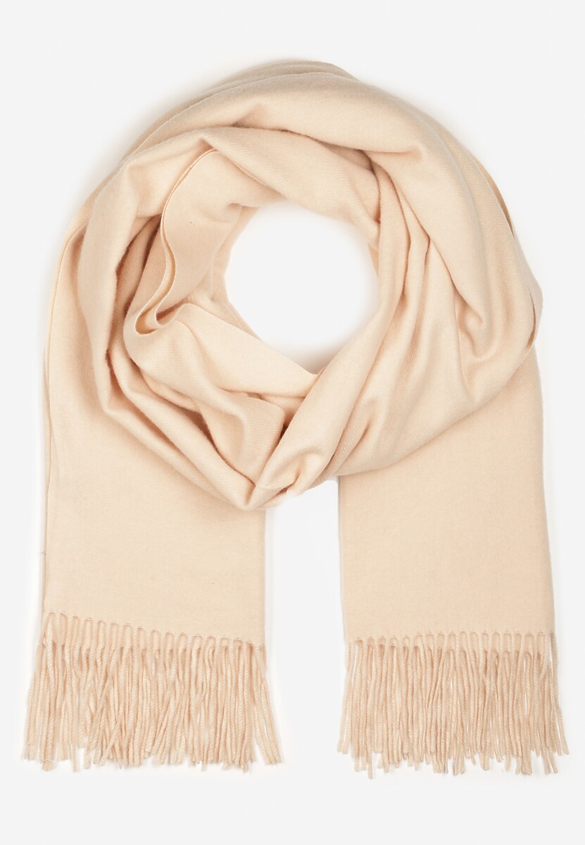 Bordowy Szalik Wykończony Frędzlami z Tkaniny Valleria