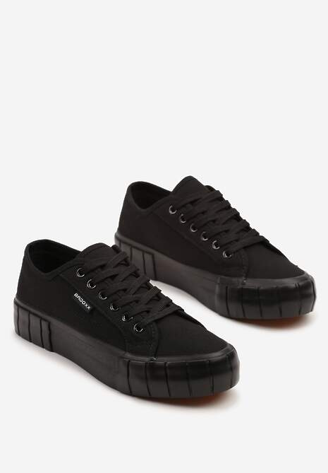 Czarne Trampki na Tłoczonej Platformie Maivoria