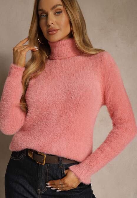 Różowy Golf Wełniany Kedrindas