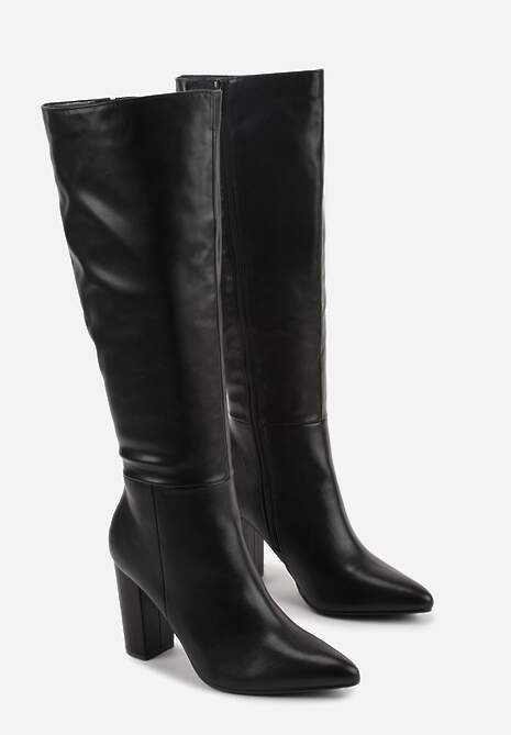 Czarne Kozaki Vices na Słupkowym Obcasie z Noskiem w Szpic Lanoretta