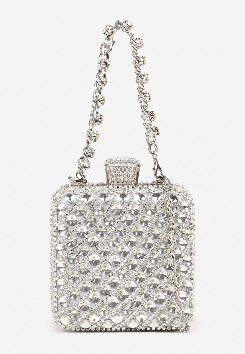 Szampańska Torebka Kopertówka Vices z Odpinanym Łańcuszkiem Zdobiona Cyrkoniami Fesollia