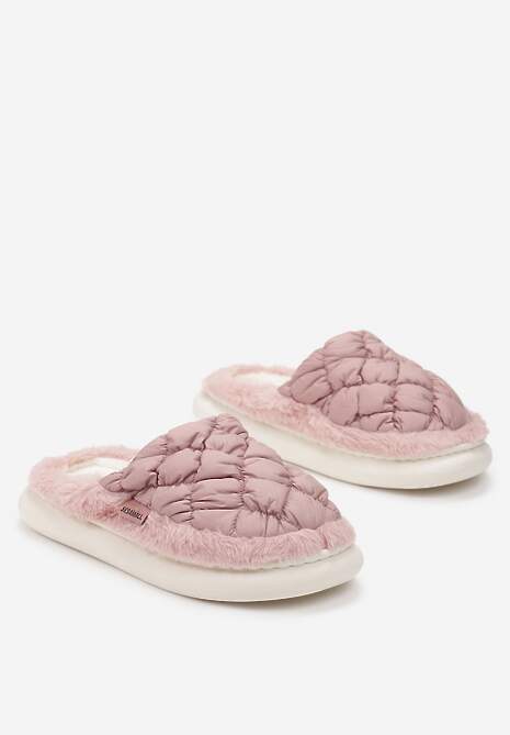 Różowe Eleganckie Kapcie Pikowane na Niskiej Platformie Tavemene