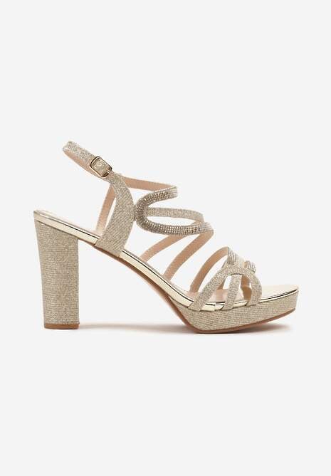 Złote Cyrkoniowe Sandały na Słupku Lisaviana