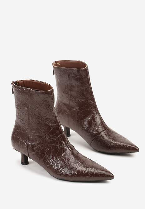 Brązowe Botki Vices na Kaczuszce Ozdobione Tłoczeniem Zaidora
