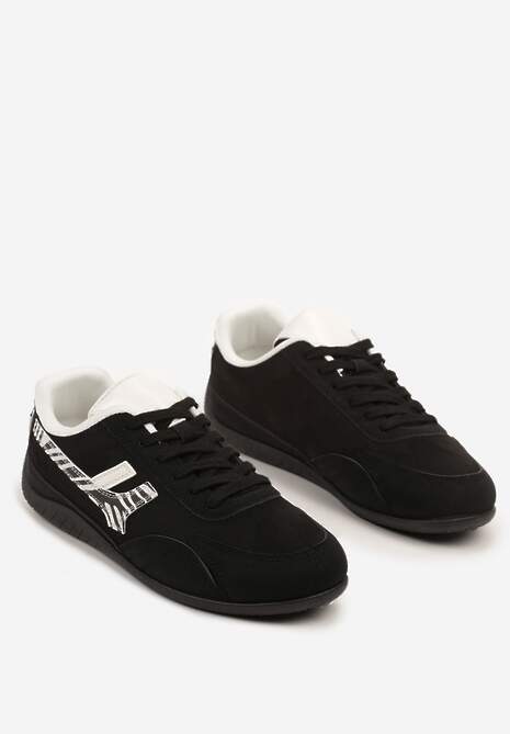 Czarne Sneakersy z Geometrycznym Motywem w Zeberkę Arpolia