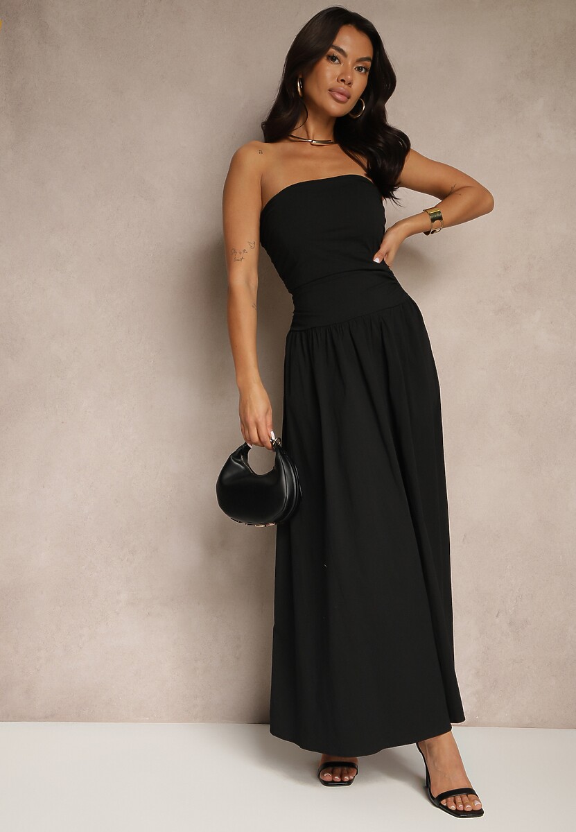 Czarna Koktajlowa Bawełniana Sukienka Bodycon Filitera