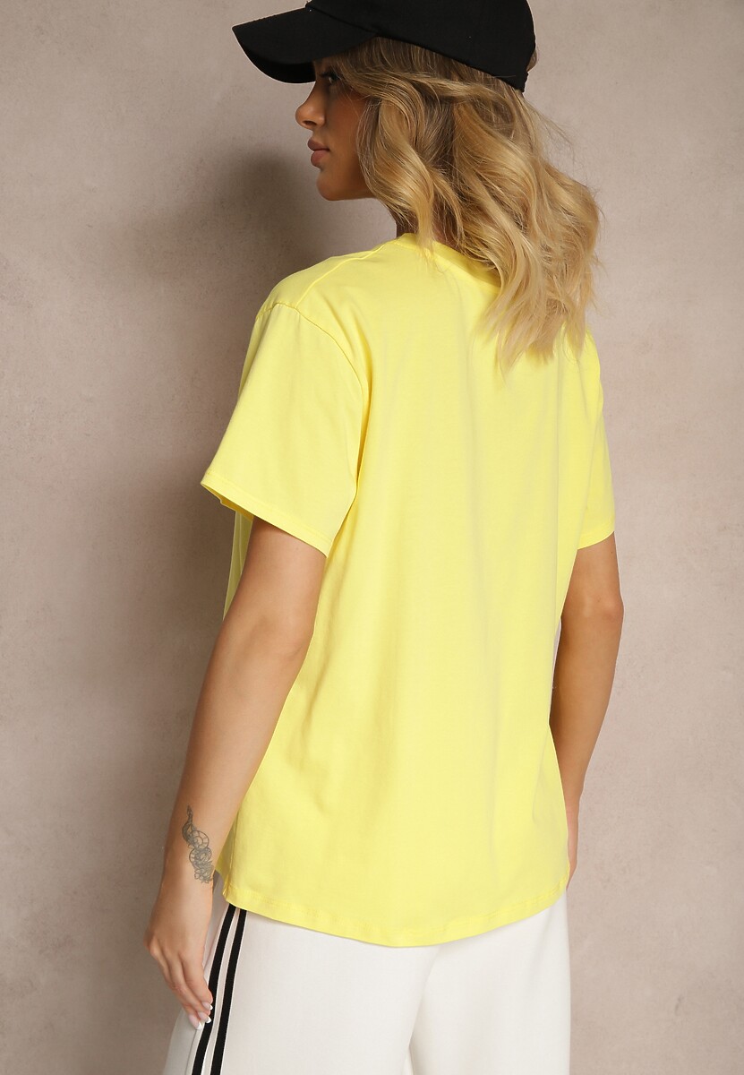 Żółty Bawełniany Basicowy T-shirt Lorseli
