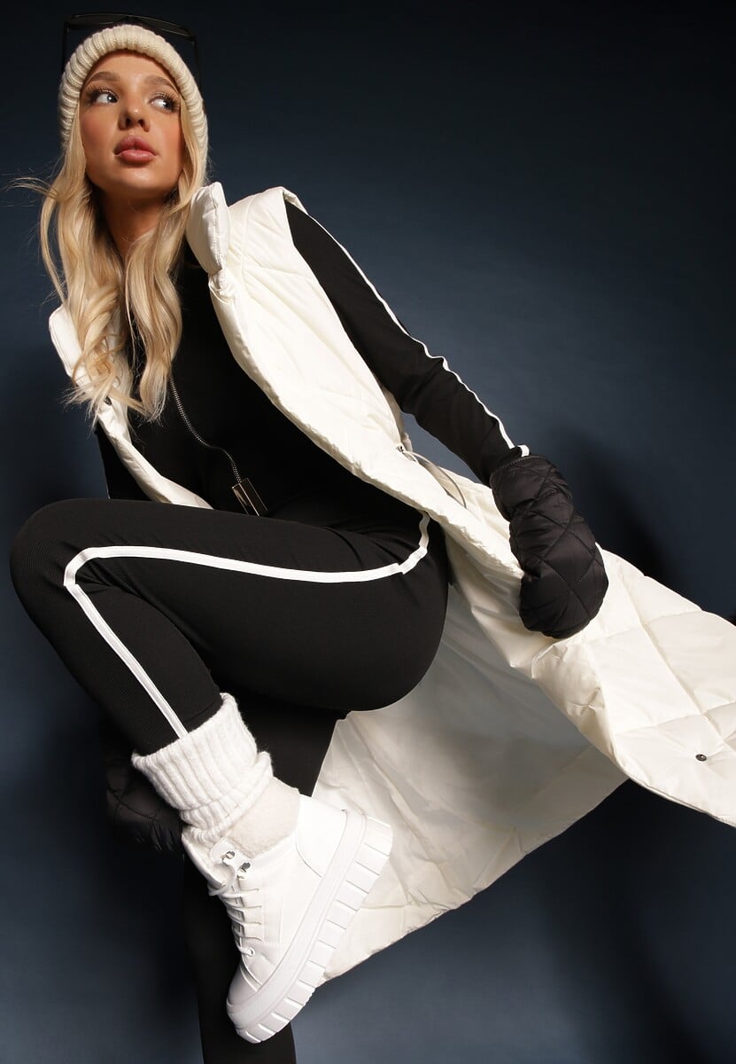 Białe Botki na Grubej Podeszwie z Futerkiem Nemda