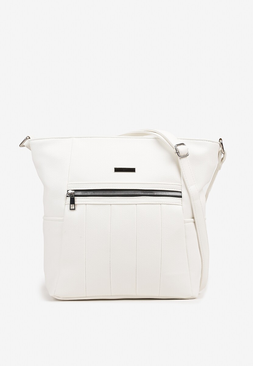 Biała Torebka na Ramię z Ozdobnym Tłoczeniem Nanelven