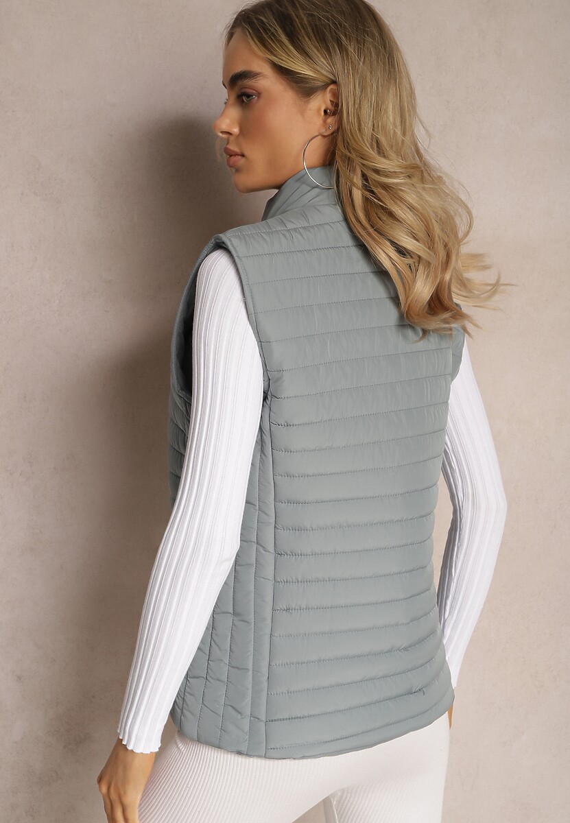 Miętowa Kamizelka Bezrękawnik z Klasycznym Pikowaniem Catilla