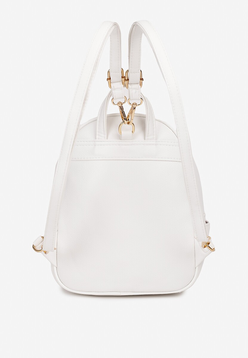 Biały Plecak na Suwak Wykończony Regulowanymi Odpinanymi Paskami Nelda