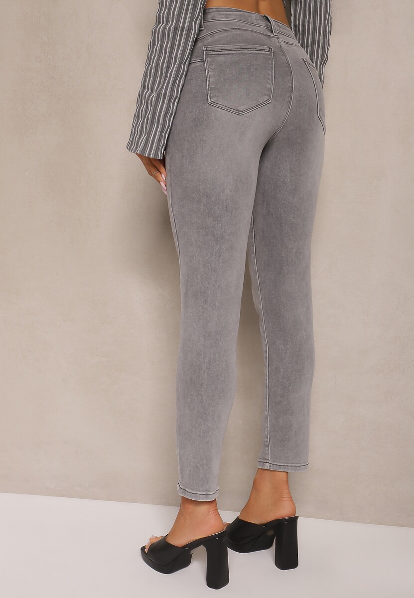 Szare Jeansy Dopasowane z Bawełny Sorika