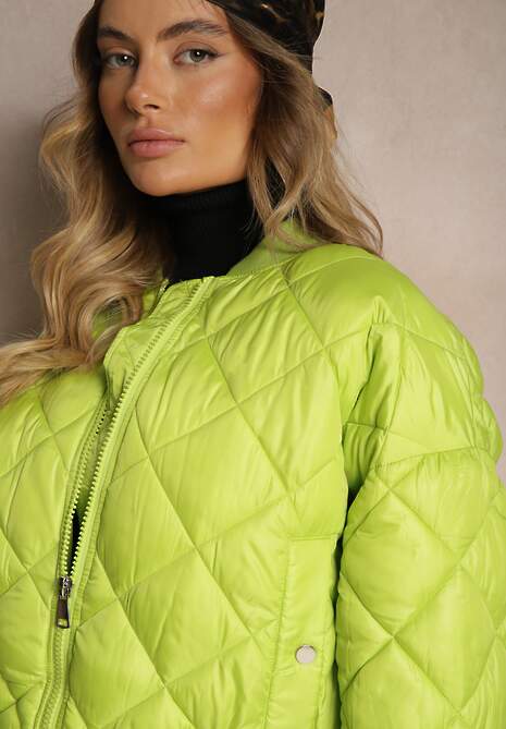 Jasnozielona Kurtka Bomberka Pikowana Yeva