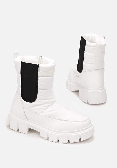 Białe Śniegowce Pikowane z Elastyczną Wstawką Erdrigu