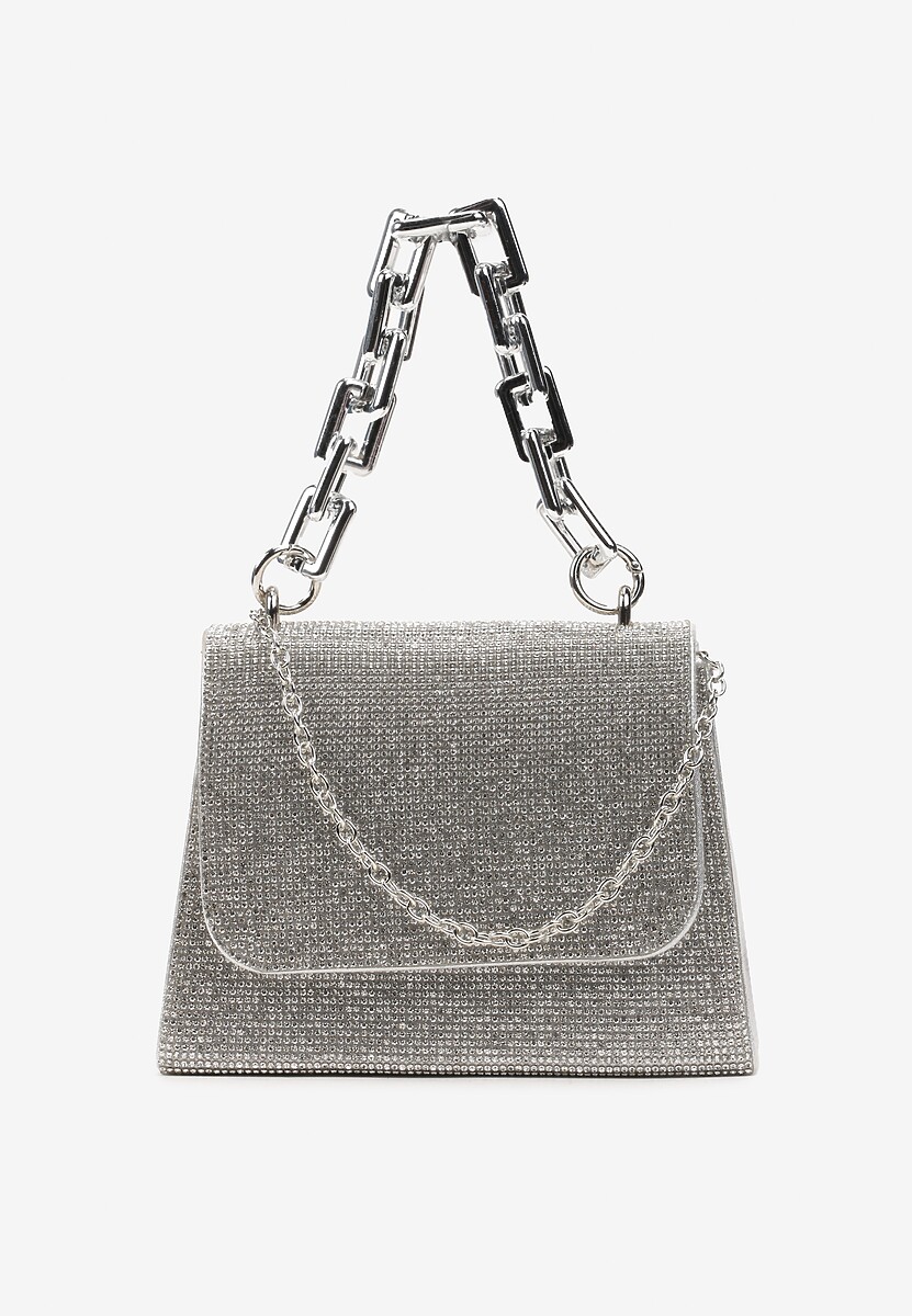 Srebrna Mała Torebka w Cyrkonie z Grubym Łańcuchem Trevana