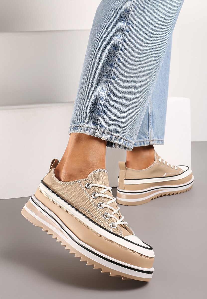 Fioletowe Trampki na Masywnej Platformie z Cholewką przed Kostkę Ableeva