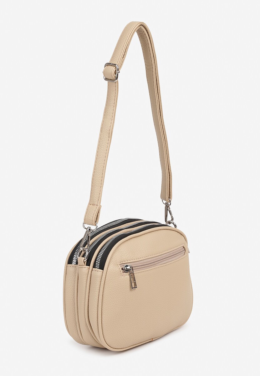 Jasnobeżowa Torebka Ozdobiona Metaliczną Aplikacją Nanowena