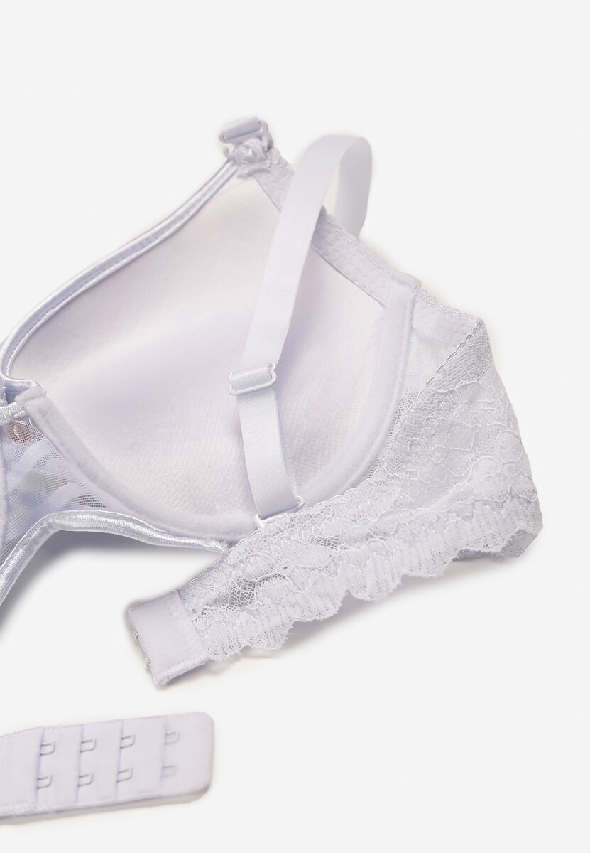 Biały Biustonosz Push-Up z Subtelną Koronką Alenmdra