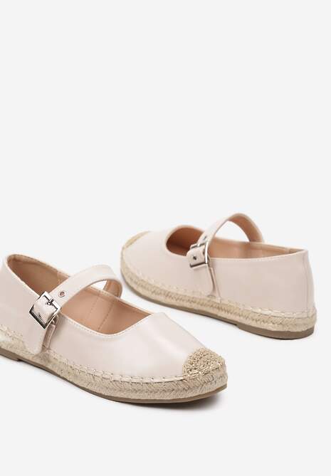 Beżowe Espadryle z Plecionką i Paskiem Galvesis