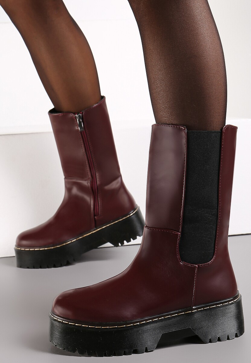 Białe Botki na Grubej Podeszwie Howon