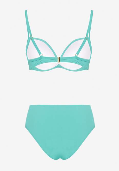 Zielone Basicowe Bikini Biustonosz i Majtki Figi Natonea