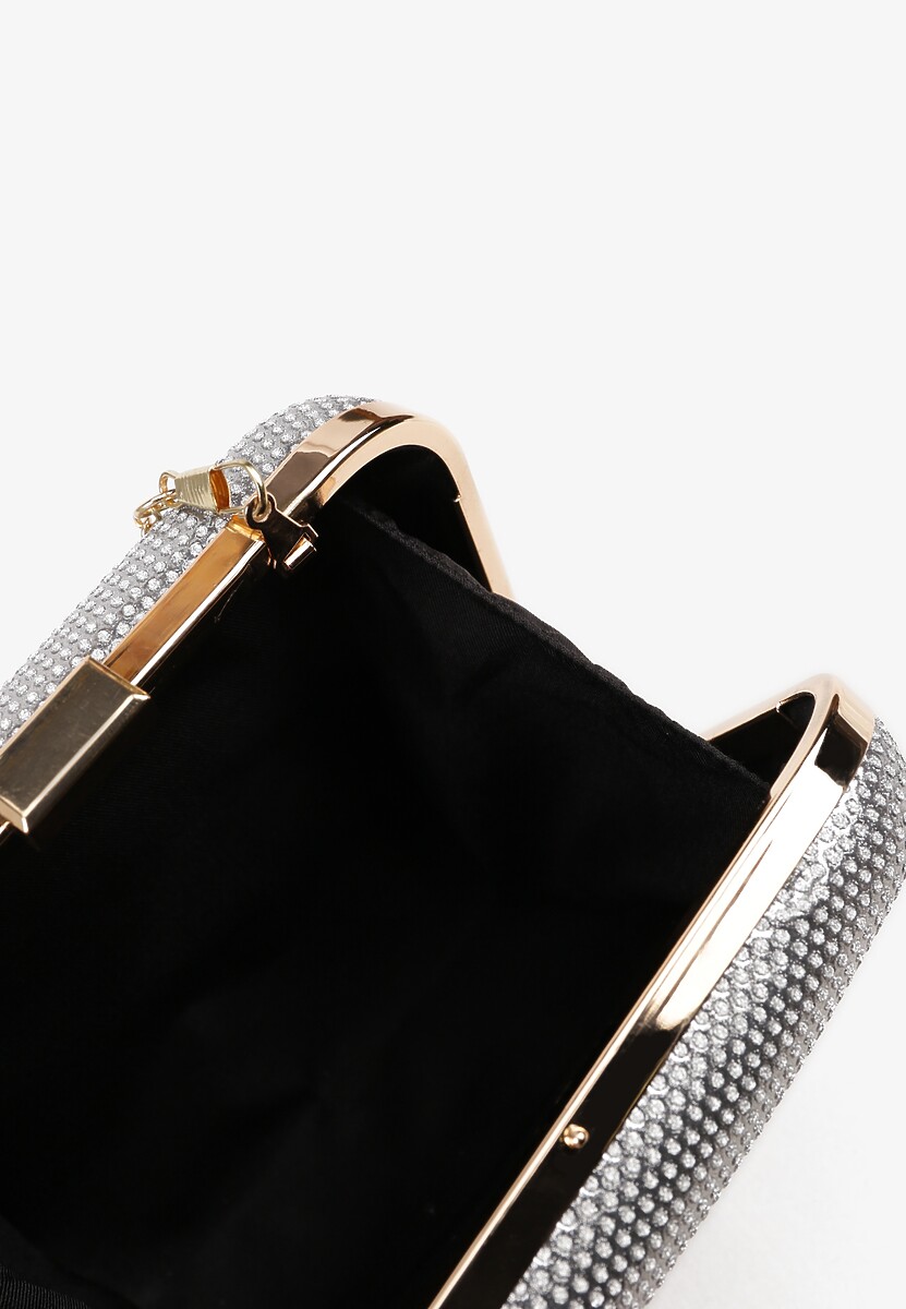 Szara Cyrkoniowa Torebka Kopertówka z Dodatkowym Łańcuszkiem Realessa