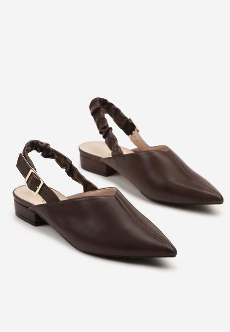 Brązowe Sandały z Noskiem w Szpic z Zapięciem na Sprzączkę Jenadenna