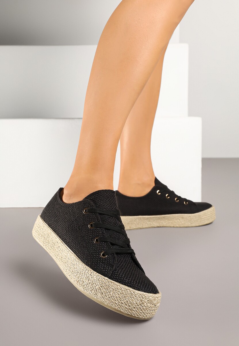 Czarne Trampki Ozdobione Plecionką Filatera