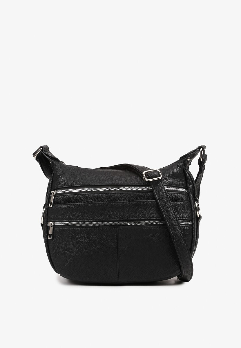 Czarna Torebka Listonoszka z Paskiem i Suwakami Nanidira