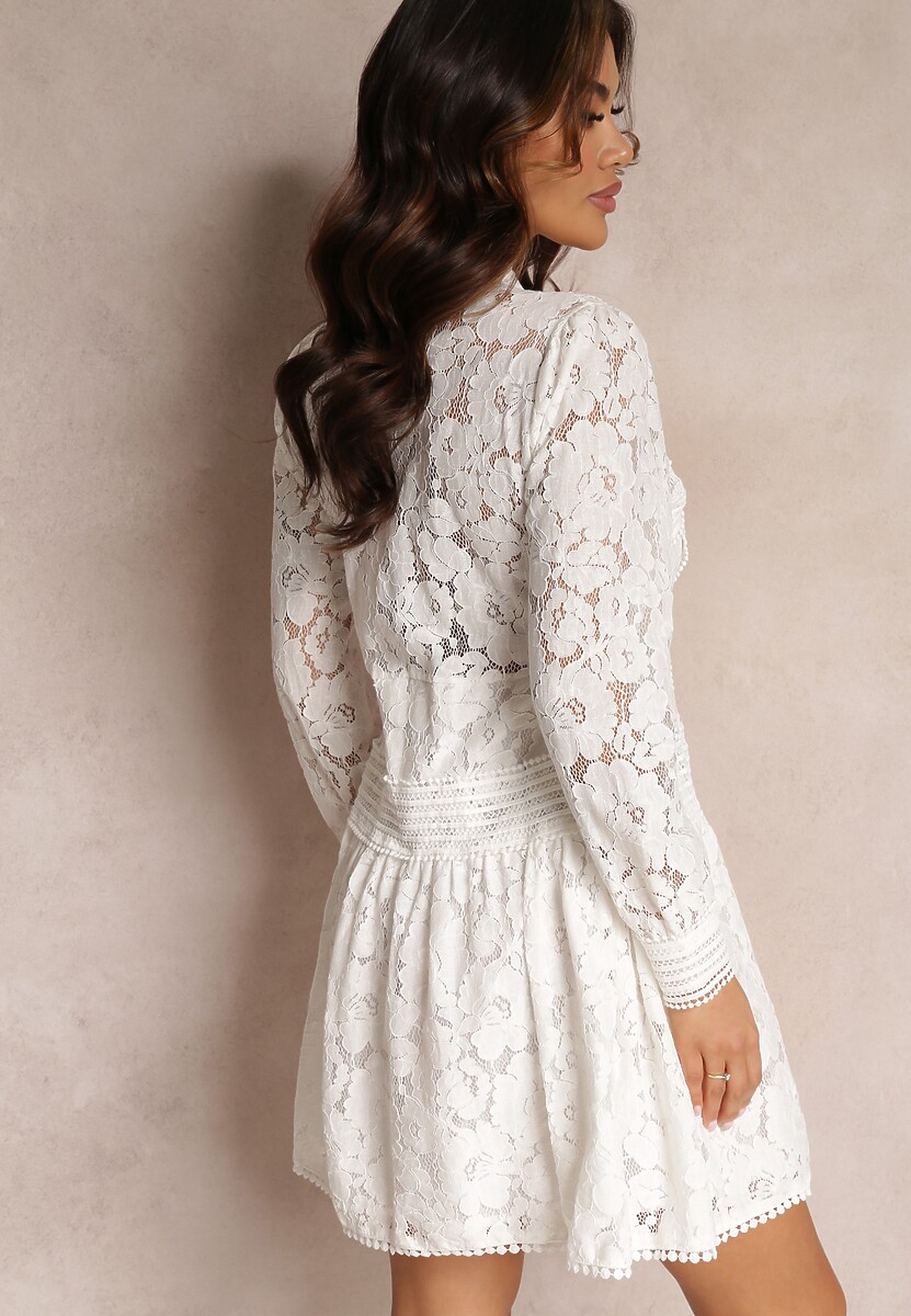 Biała Rozkloszowana Sukienka Koszulowa Rutty