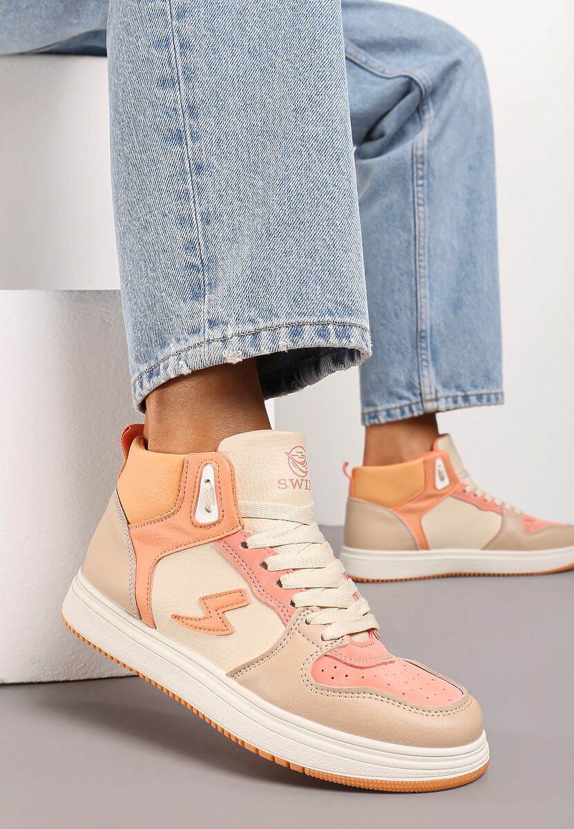 Beżowo-Granatowe Sneakersy Aura