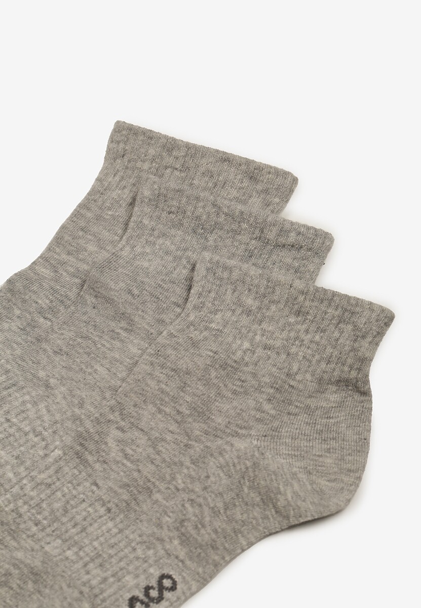 Jasnoszare Skarpety z Bawełny za Kostkę z Napisem Folerina