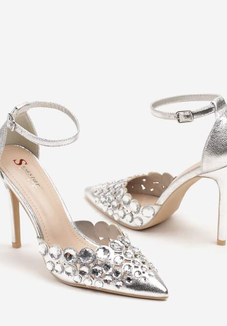 Srebrne Eleganckie Szpilki z Ozdobnymi Cyrkoniami Doriwa