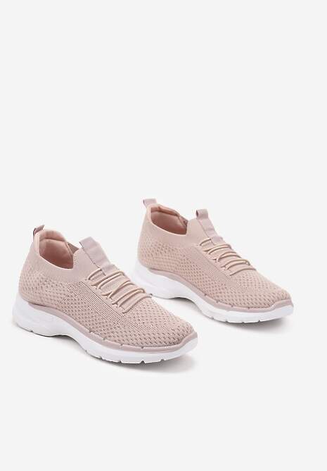 Różowe Wsuwane Buty Sportowe Sneakersy z Imitacją Sznurówek Tatanoris