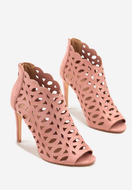 Różowe Ażurowe Sandały Botki Vices na Szpilce Natessae