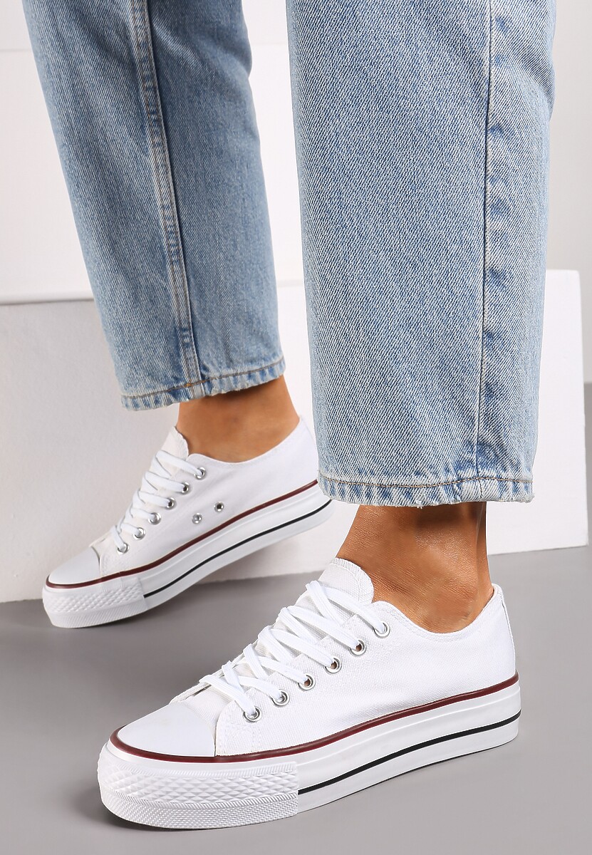 Białe Trampki na Niskiej Platformie przed Kostkę Rosma