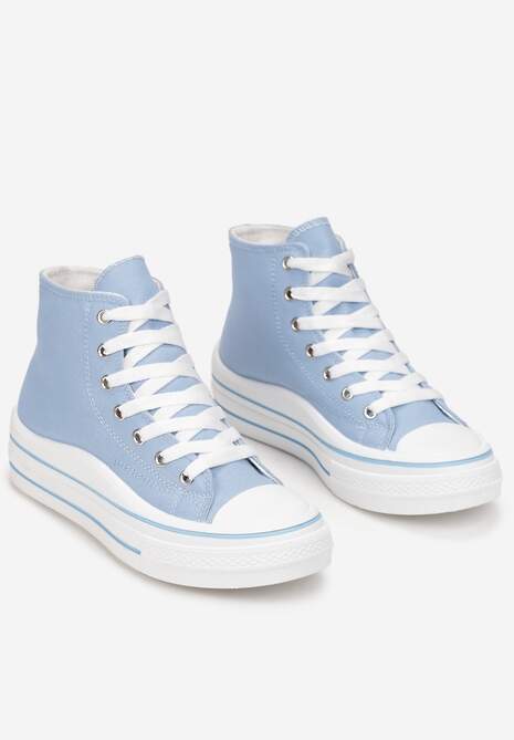 Niebieskie Trampki z Wysoką Cholewką na Platformie Layun