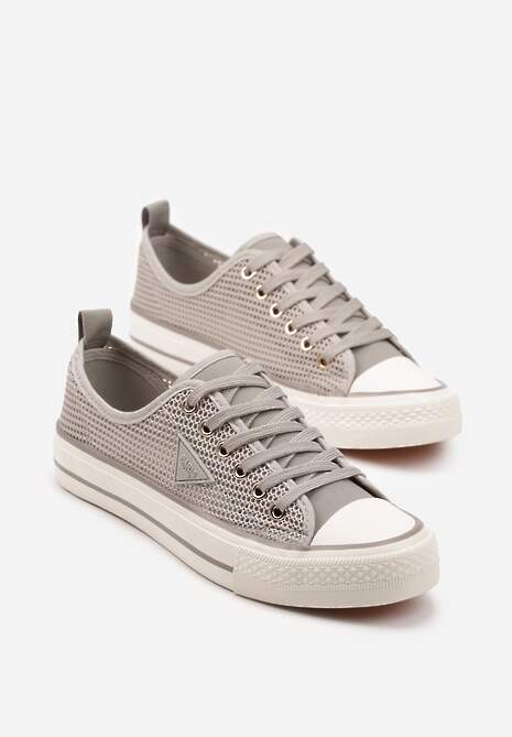 Jasnoszare Szydełkowe Trampki o Klasycznym Fasonie Vovessa