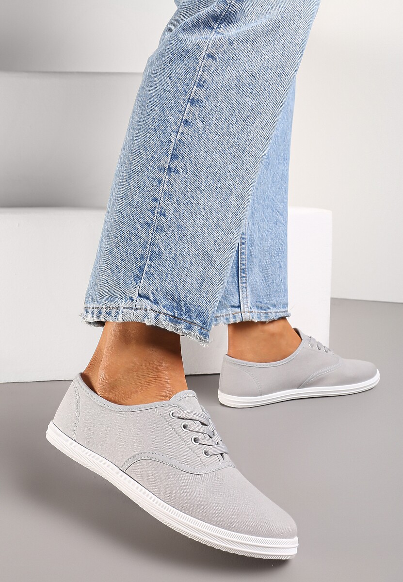 Niebieskie Klasyczne Sznurowane Tenisówki na Płaskiej Podeszwie Efona