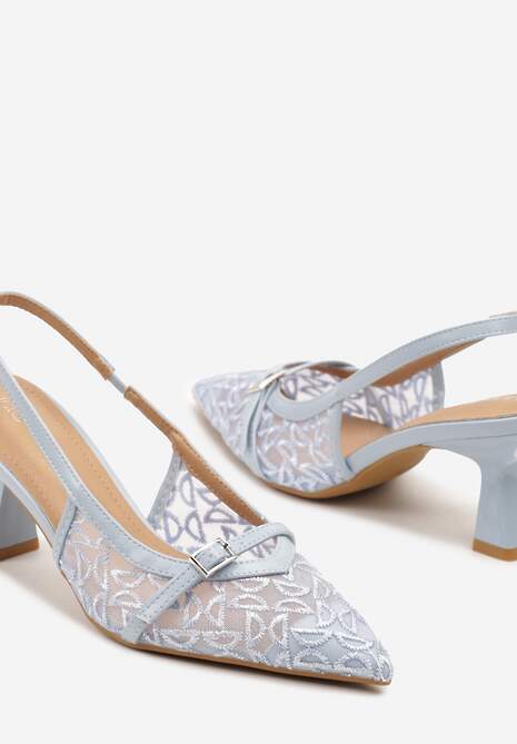 Niebieskie Sandały Vices na Obcasie z Haftowanej Siateczki Telaniriel