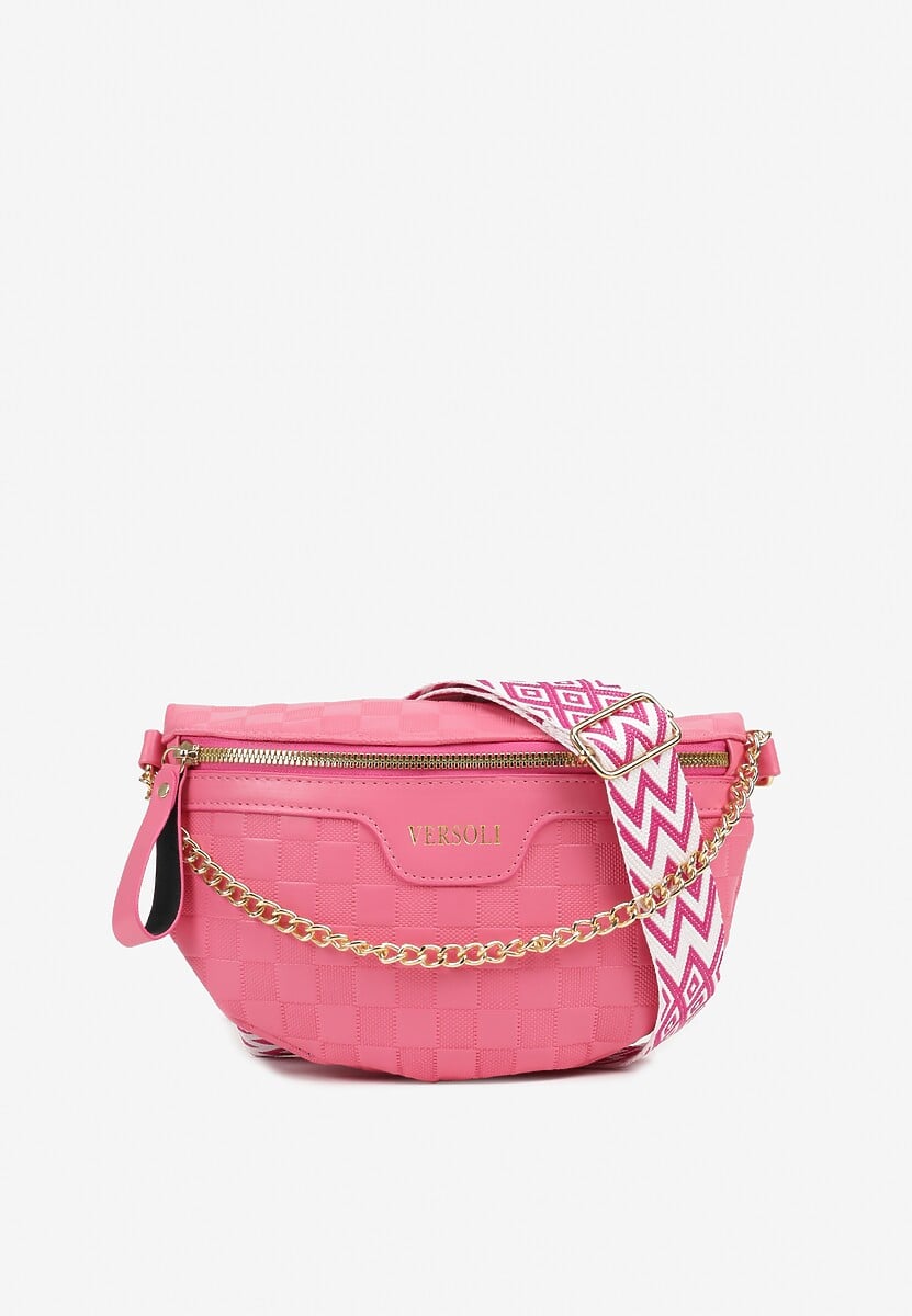 Biała Tłoczona Nerka z Łańcuszkiem i Dodatkowym Szerokim Paskiem Alisvara