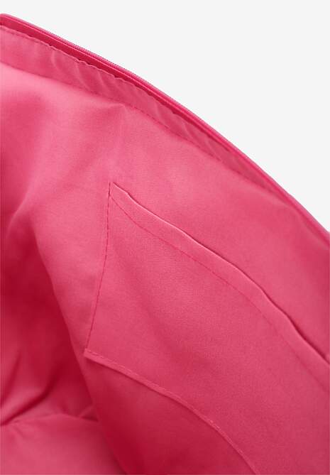 Fuksjowo-Beżowa Duża Torebka z Plecionki w Stylu Boho Zapinana na Zamek Błyskawiczny Noico