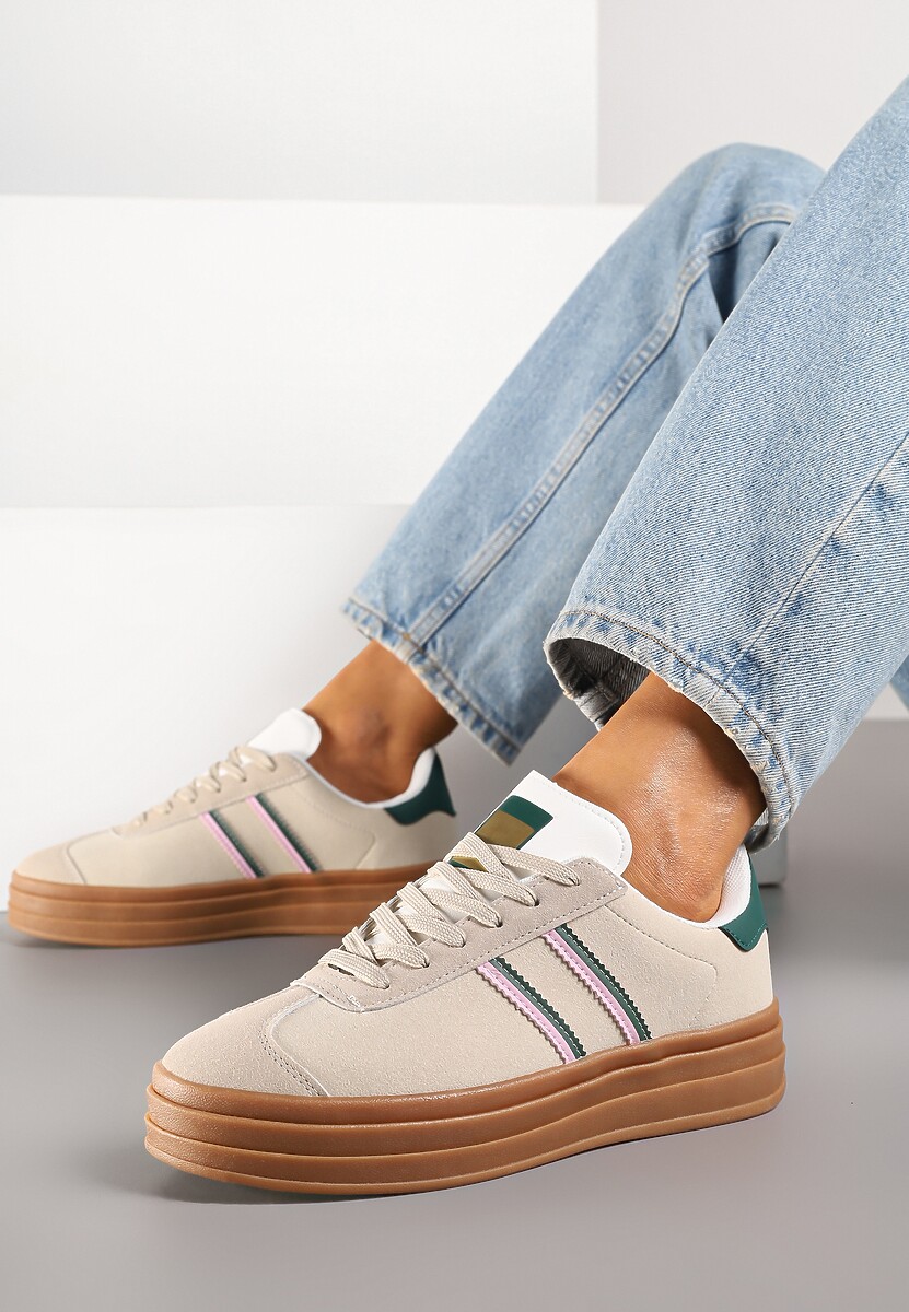 Czarne Klasyczne Sneakersy na Niewysokiej Platformie Terilee