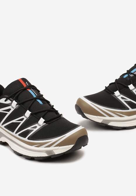 Czarno-Brązowe Sneakersy z Ozdobnymi Wstawkami i Ściąganą Gumką Aineri