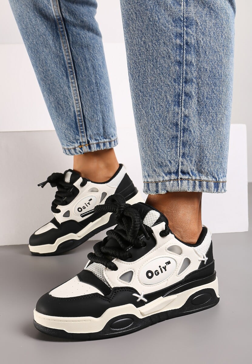 Różowe Sneakersy na Płaskiej Podeszwie Ozdobione Szerokimi Sznurówkami Veniefra