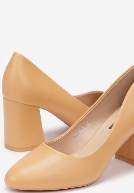 Brązowe Eleganckie Czółenka Wsuwane z Imitacji Skóry Limme