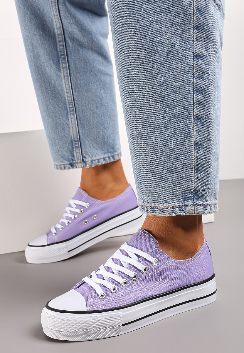 Jasnofioletowe Krótkie Trampki Sznurowane Rosasnowa