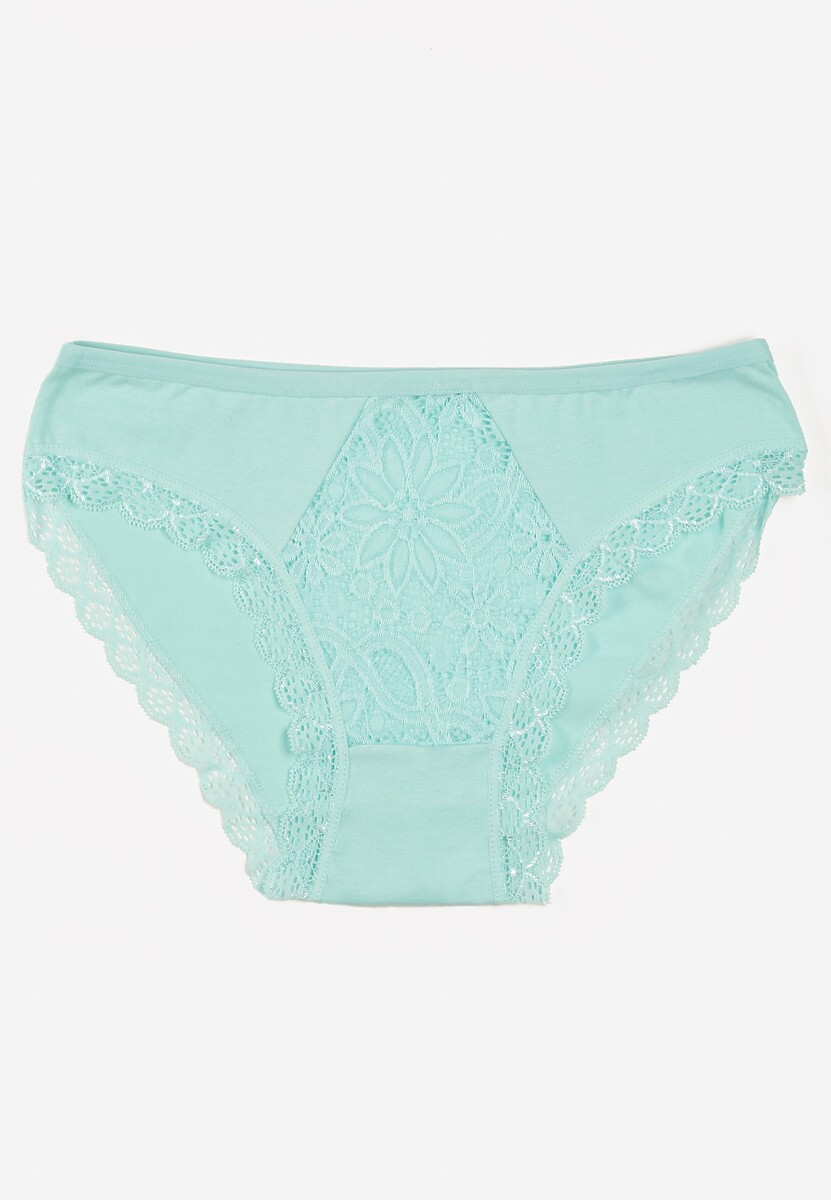 Miętowe Majtki Figi Ozdobione Wstawkami z Koronki Povia